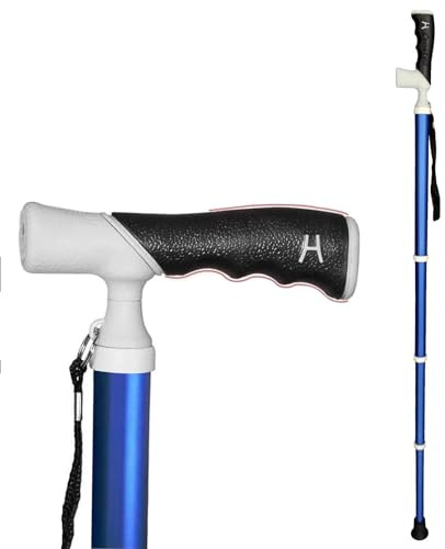 Bastones de Senderismo nórdicos Altura de 3 Posiciones Ajustables Bastones Plegables de diseño de Viaje Compacto para Equipo de mochilero(1PC) (Azul, 38~105cm)