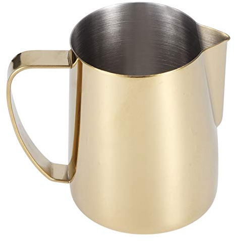 Coppa di lanciatore schiumoso di latte, brocca a vapore in acciaio inossidabile tazza di latte, accessori per macchine per espresso per arte del latte barista (350 ml)