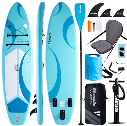 Paddle board, 11’x 35 x 6 Ultra-Wide Inflatable Paddle Board for Adults | SUP Board with Backpack, Waterproof Storage Bag, Hand Pump, Waterprrof Phone Case Repair Kit for Yoga, Fishing, Surfing