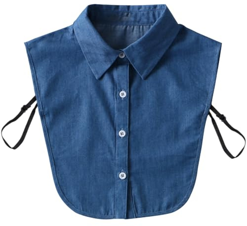 False Collar Denim Collar Shirt Fake Collar Tie Vintage Detachable Collar False Collar Lapel Blouse Top Fake Collars for Women
