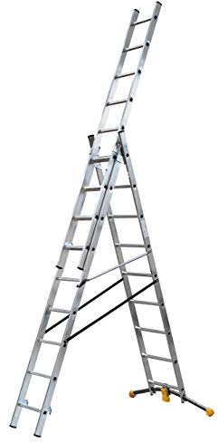 Echelle Transformable 3 Plans 3x11 échelons 6,9m/7,6m en Aluminium Hailo HobbyLot