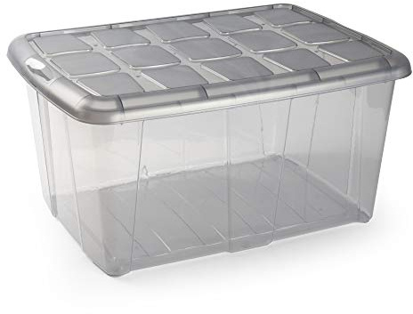 PLASTIC FORTE, Caja de almacenamiento, Gris, 60 litros, sin ruedas