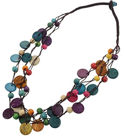KESYOO Böhmische Halskette Mehrreihige Kette Kokosnuss Perlen Anhänger Vintage Halsschmuck Damen Frauen Mädchen Geschenk Sommmer Party Hawaii Laua Party Schmuck
