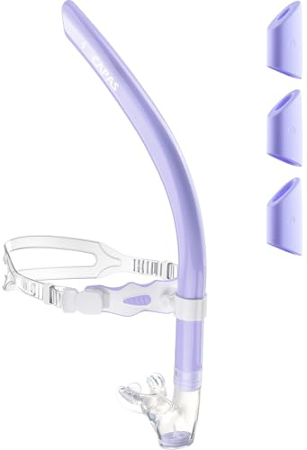 CAPAS Training Swim Snorkel for Lap Swimming With 3 Breathing Control Caps | 360° Swivel Headband Center-Mount Adjustable Swimming Snorkel with Liquid Silicone Mouthpiece for Adult Men Women