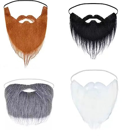 SUNTRADE 4 st falska skägg falska skägg roliga falska mustasch falska morrhår för halloween kostymfest