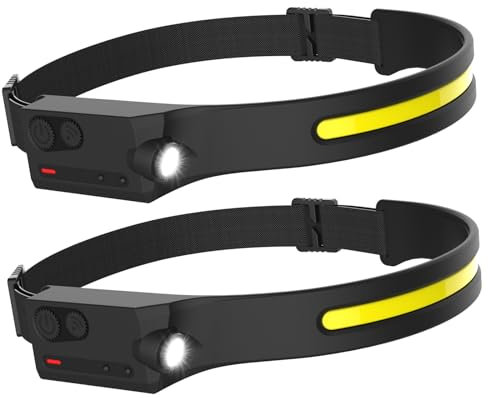 Pristar Stirnlampe Wiederaufladbar LED 2 Stück, Kopflampe Stirnlampes USB Aufladbar LED Stirnband 5 Modi Adventure Light Wasserdicht Joggen Laufen Wandern