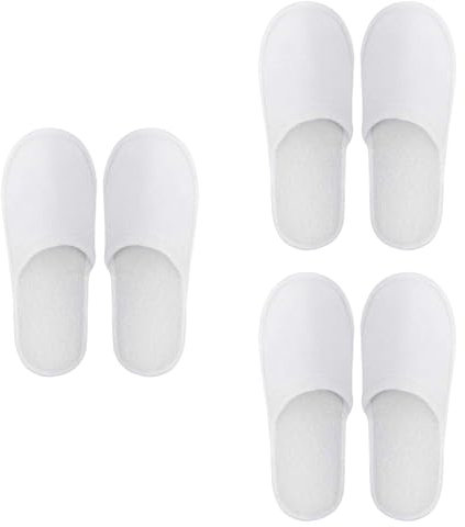 Chaussons Hotel SPA - 3 Paires Pantoufles Jetables d'intérieur à Bout Fermé (Taille UE 37-43, Blanc)