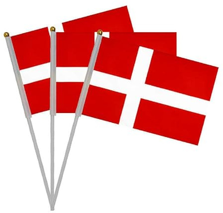 20 Piezas de Banderas de manivela de Dinamarca para el día Nacional, Dinamarca Mini Bandera portátil, Bandera Dinamarca, Pequeña Bandera Dinamarca, Mini Bandera Dinamarca