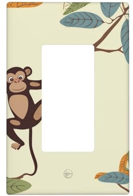 Plaque murale 1 interrupteur décoratif duplex - Singe suspendu à une branche d'arbre - Plaque d'interrupteur électrique vierge pour décoration de prises électriques