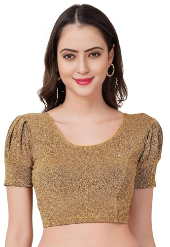 IMTRA FASHION Chemisier Saree Extensible en Coton Lycra pour Femmes Haut Court Brillant Choli