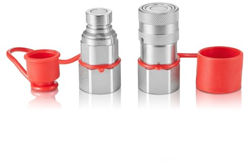 VEVOR 1/2 Zoll flache Hydraulikkupplungen, 3/4 SAE-Hydraulik-Schnellkupplungen für Kompaktlader mit 2 Staubkappen (ISO16028)