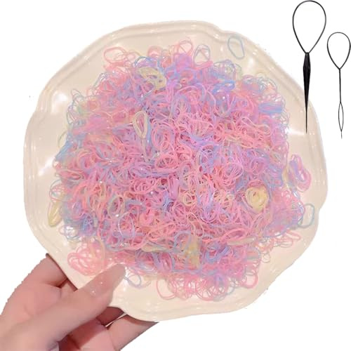 Elastic Hair Rubber Bands 2000PCS Soft Ponytail Elastics Holders Small Hair Ties for Blond Kids Baby Girls Toddler Infants Hair No Crease Damage No Hurt Thin Easy to dismantle Mini Hair Tie Multicolor