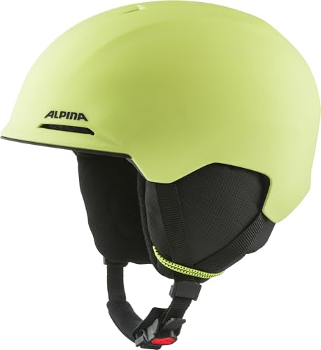 ALPINA Brix Jr - Casco de esquí Seguro y Ligero para niños, con Almohadillas de Orejas extraíbles, óptima absorción de Impactos y Buena ventilación, Sunny Lime, S (48-52)