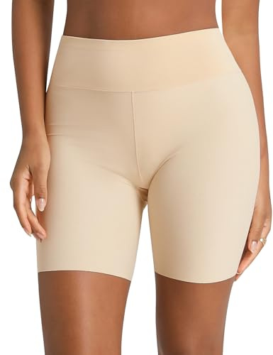 AugYew Women Cooling Slip Shorts for Under Dresses - Anti Chafing Seamless Smooth Biker Boyshort Pantie for Yoga Workout,Nude,L