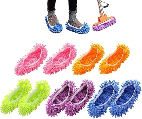 5 Paires (10pcs) Couvre - pantoufles de nettoyage - chaussons multifonctions en microfibre - Chaussures Multifonctions en microfibre réutilisables pour nettoyer les sols et les cheveux
