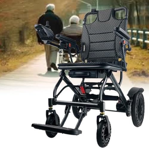 LFfwynog Silla de Ruedas de Ayuda para la Movilidad Sillas de Ruedas Ligeras para Adultos Silla de Ruedas eléctrica Plegable Todo Terreno Tamaño de Viaje Batería de Muy Larga duración 10AH