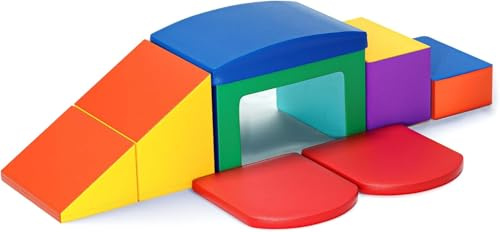 CUPCHID Juego de motricidad para bebés, Lote de 6 Bloques de Construcción Gigantes Blandos de Espuma con Escalador de Esquina, Estructura Antideslizante | Diseño Lavable y Seguridad Reforzada（JM3323）
