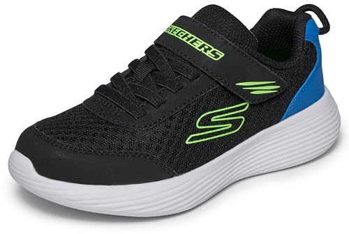 Skechers pojkar GO RUN 400 V2 QUANTA-STRIDE träningsskor, Black Synthetic/Textile/Blue & Lime Trim, 27.5 EU