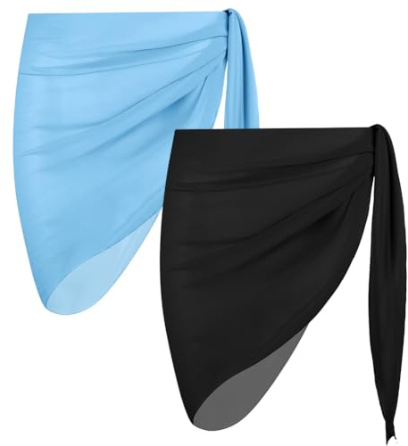 Aomig Kort strandkjol för kvinnor, sommar cover-up baddräkt, sexiga döljande tröjor och sarong, pareo för dam bohemisk strand, lätt strandwrap för bikini