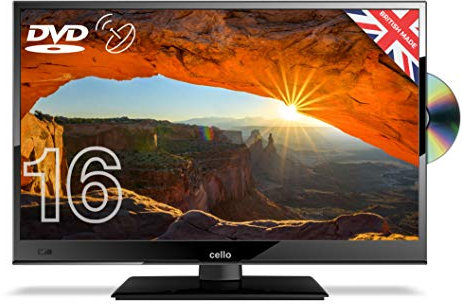 Cello C1620FS 16 inch Full HD LED TV built in DVD Freeview HD Built in satellite receiver with HDMI and USB for recording from Live TV, Made In The UK