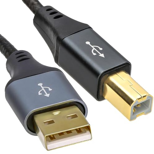 kenable PRO Metal USB 2.0 24AWG Printer Cable Lead A Plug to B Male Braided 2m
