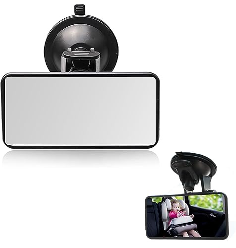 SUJAHHUJIQ Rear View Mirror,Anti-Glare HD White Mirror Universal Car Interior Rearview Mirror with Adjustable Suction Cup, Car Mirror for RV Marine Auto Boat Truck SUV Van