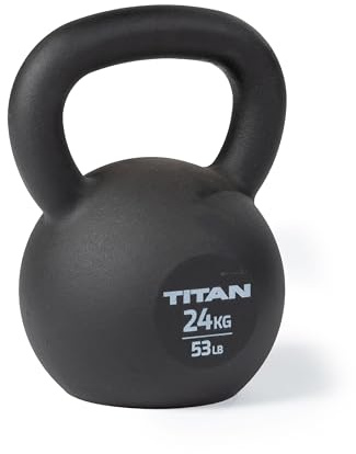 Titan Fitness 24 KG Cast Iron Kettlebell, Single Piece Casting, KG and LB Markings, Full Body Workout