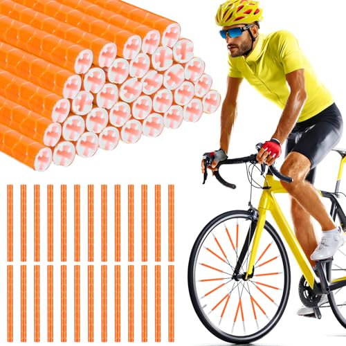 Abeillo 36 Stück Speichenreflektoren Fahrrad,360° Sichtbarkeit Reflektoren Fahrrad,Speichenreflektoren für Gängigen Speichenräder,Fahrrad-Reflektor für Nachtfahrten,Einfache Installation(Orange)
