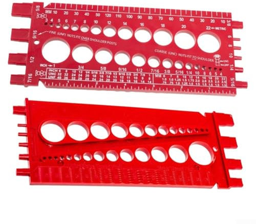 Misuratore di vite e bullone Misuratore di filettature imperiali e metriche (rosso)