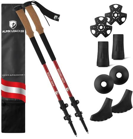 ALPIN LOACKER Bastoni da trekking telescopici in alluminio e carbonio con manico in sughero, leggeri bastoncini da nordic walking da donna e uomo, per sci ed escursionismo, bastoncini da trekking per