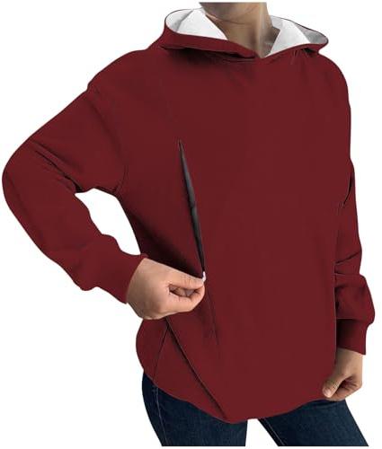 HAOLEI Incinta Allattamento Felpa Donna Manica Lunga Allattamento Camicia maternità Moda Maglione Caldo per L'Allattamento al Seno Top Allattamenti in Pile Felpa Premaman Loungewear al Seno