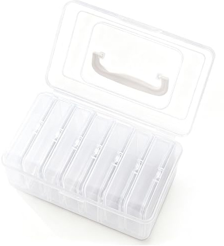 SXTDKMJ Caja para tarjetas de crédito, caja de tarjetas con asa, estuche con caja de vocabulario transparente, incluye 7 cajas de almacenamiento integradas para tarjetas de aprendizaje, tarjetas de