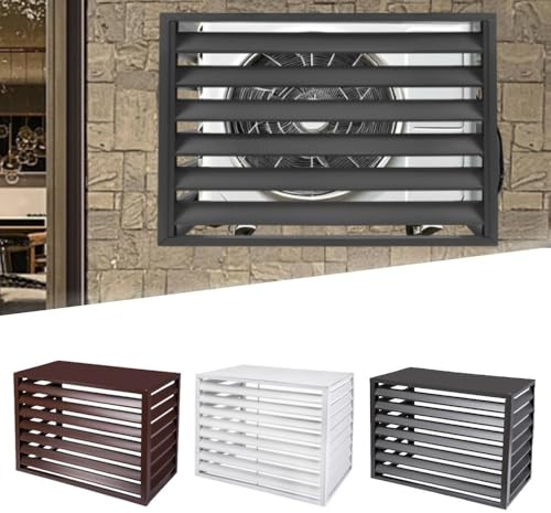 GAOFEMZ Air Conditioning Cover Weatherproof for Heat Pump Aluminium Cladding Protective Grille for Garden Balcony & Patio (Brown 100 x 50 x 70 cm)