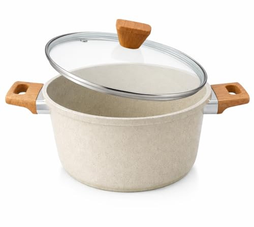 HOMSMYTH Forged Aluminium Stockpot with Glass Lid – Non-Stick, Induction Compatible Cooking Pot Cookware 20cm/24cm/28cm | Casserole Dish for Home & Professional Cooking (20cm (3.5 litres))