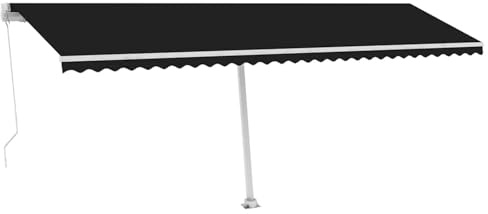 HOMELEN Standmarkise Manuell Einziehbar 600x300 cm Anthrazit, Markise Balkon Ohne Bohren, mit Handkurbel Alu-Markise UV-Beständig Höhenverstellbar & Wasserabweisend | Sonnenschutz Für Laden
