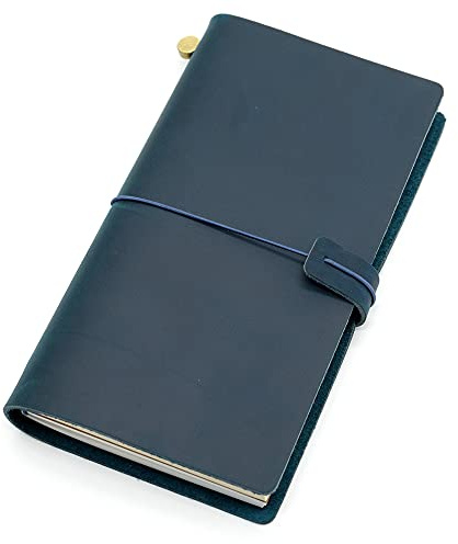 anteckningsbok, Notebook Resedagbok for resebok i äkta läder. Vintage handgjord kohudspresent(Blue,22x15CM)