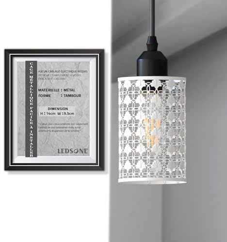 LEDSone Vintage Käfig Metall Lampenschirm, Industrial Metall Käfig Licht DIY Decke Pendelleuchten für Esszimmer Schlafzimmer Loft Flur usw.(Muster 3, Weiß) (WEISS 3)