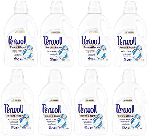 Perwoll Renew und Repair Weiß und Faser Feinwaschmittel, 192 (8 x 24) Waschladungen, für weiße Wäsche