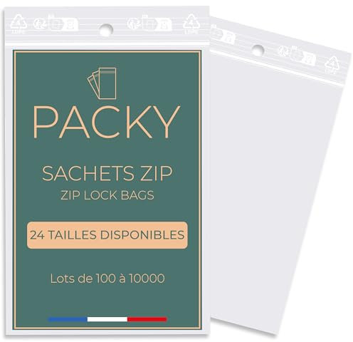 PACKY - Bolsas Zip - Bolsas Autocierre - 24 Tamaños Disponibles - 100 a 10000 Piezas - Bolsas Plastico Autocierre - Bolsas con Cierre Zip Alimentos - Pequeñas y Grandes - 4x6 cm 100 Piezas