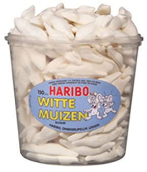 Bonbons Haribo | Souris Blanches En Mousse (150 Pièces) | Haribo Bonbon | Bonbon Haribo En Gros | 150 Pack | 1200 Gramme Total