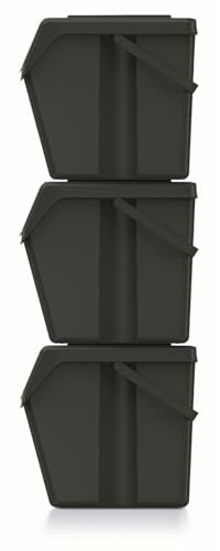 Keden Sortibox, sistema di raccolta differenziata, 3 x 25 l, set di contenitori per la raccolta dei rifiuti, in plastica (nero)