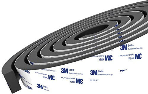 Tapel Draught Excluder Weather Stripping Foam Tape with 3M 9448 Adhesive - Super Strength Sealing Tape for Door Window Draft Seal Sound Insulation - 12 mm (W) x 6 mm (T) - 2 Rolls Total Length 8m