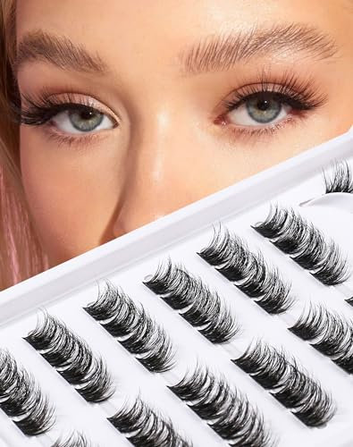 Lash Clusters Fluffly Eyelash Extension DD Curl Individual Lashes Wispy Cluster Lashes Natural Look 12-14MM Manga Eyelash Cluster DIY Lash Extension at Home