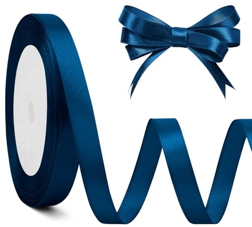 Nastro in raso blu navy, 10 mm x 23 m, sottile, scuro, in polvere, reale per capelli da donna, palloncini, torte, decorazione per festa di matrimonio, fiori, San Valentino
