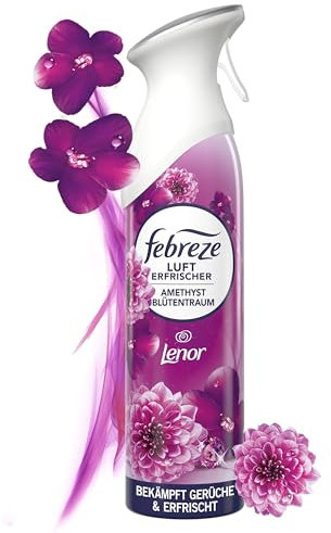 Febreze Lufterfrischer Spray Lenor Amethyst Blütentraum 6x185 ml, 2-in-1 Geruchsbekämpfung Und Frische