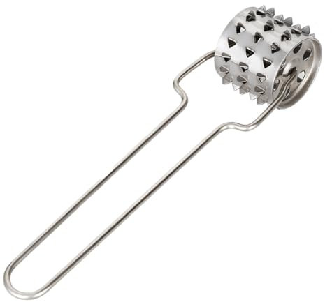 A2ZWORLD Batticarne 21cm in Acciaio Inox, Martello per Carne, Bistecche e Carni da Stagionare, Tipo a Rullo Tenderizer per Carne