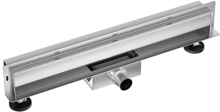 BALNEO Caniveau de douche mural 70 cm – Siphon de sol en acier inoxydable pour salle de bain – Kit complet – Siphon de douche avec panneau ou carrelage – W-Drain 2en1