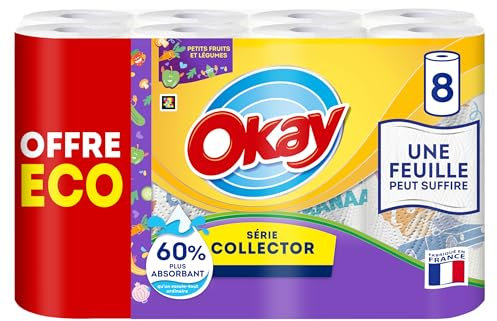 Essuie-Tout OKAY COLLECTOR x8 rouleaux Offre Economique