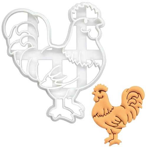BAKERLOGY Emporte-pièce Coq - Conception détaillée d'emporte-pièces pour la pâtisserie et l'artisanat, adaptée au fondant, à la pâte, à l'argile
