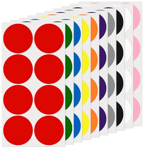 FINDAT Flerfärgade runda etiketter 50 mm färg kodning cirkel prick klistermärken vinyl vattentäta självhäftande avtagbara klibbiga namnetiketter för hem kontor affärer 80-pack